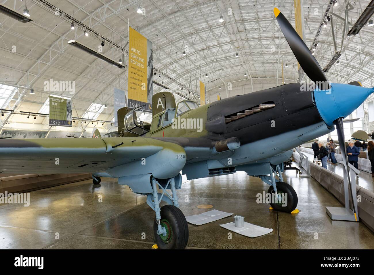 SEPTEMBER 19, 2015, EVERETT, WA: Front view of an airworthy Ilyushin II-2M3 Shturmovik on display at a Seattle-area museum. Stock Photo
