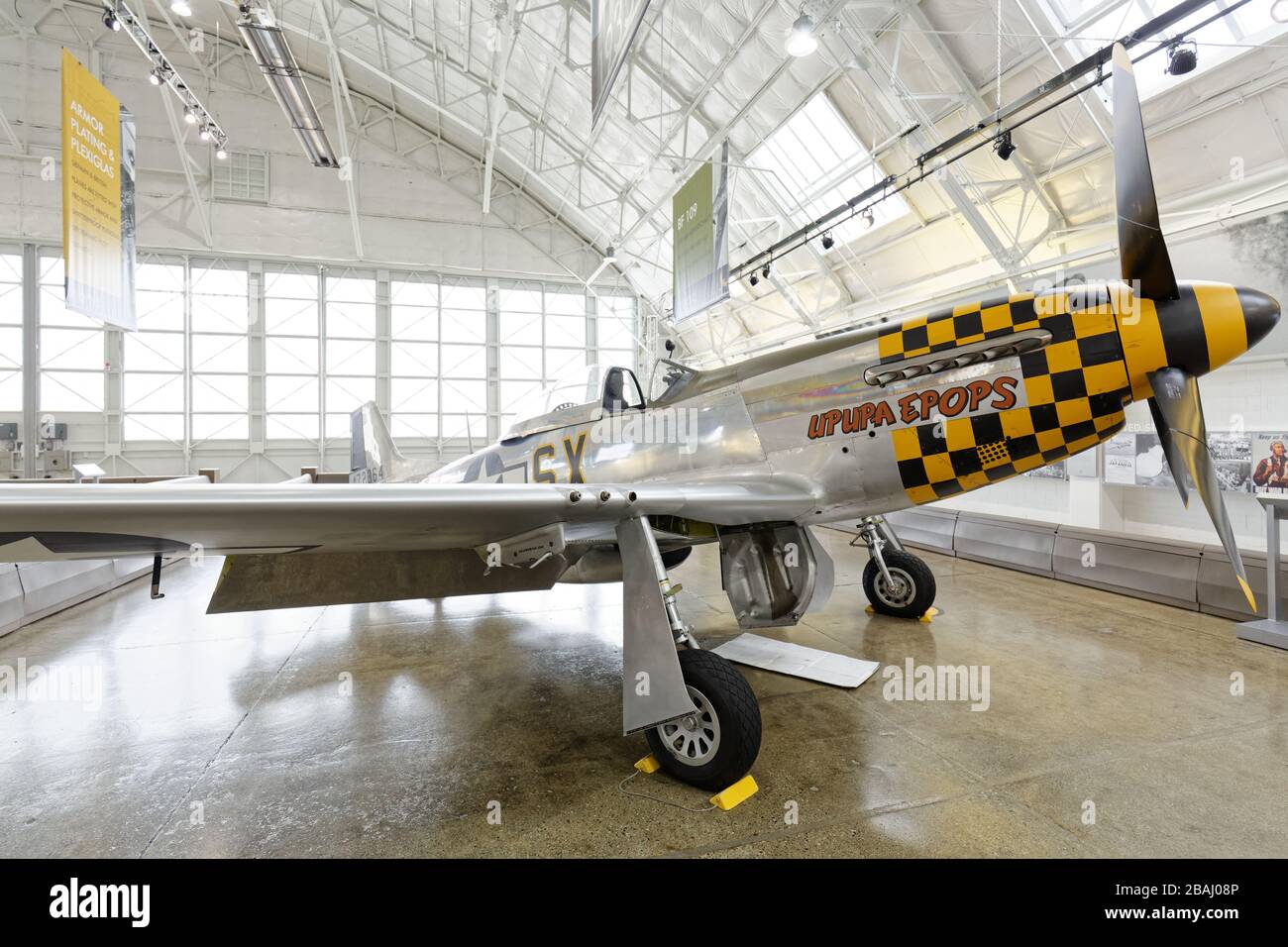 SEPTEMBER 19, 2015, EVERETT, WA: A fully airworthy North American P-51D Mustang on display at a Seattle-area Museum. Stock Photo