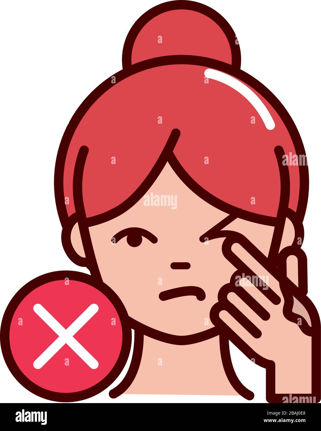 avoid touching eyes instructions to prevent the spread of covid-19 vector illustration line and file icon Stock Vector