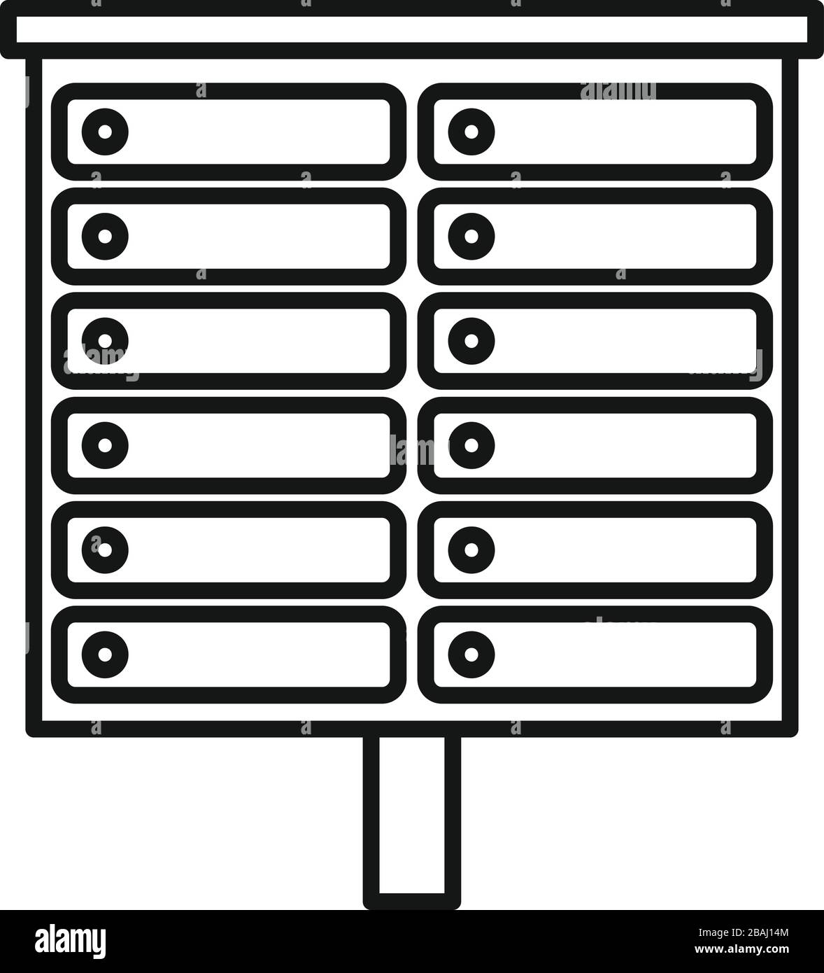Apartment mailbox icon. Outline apartment mailbox vector icon for web
