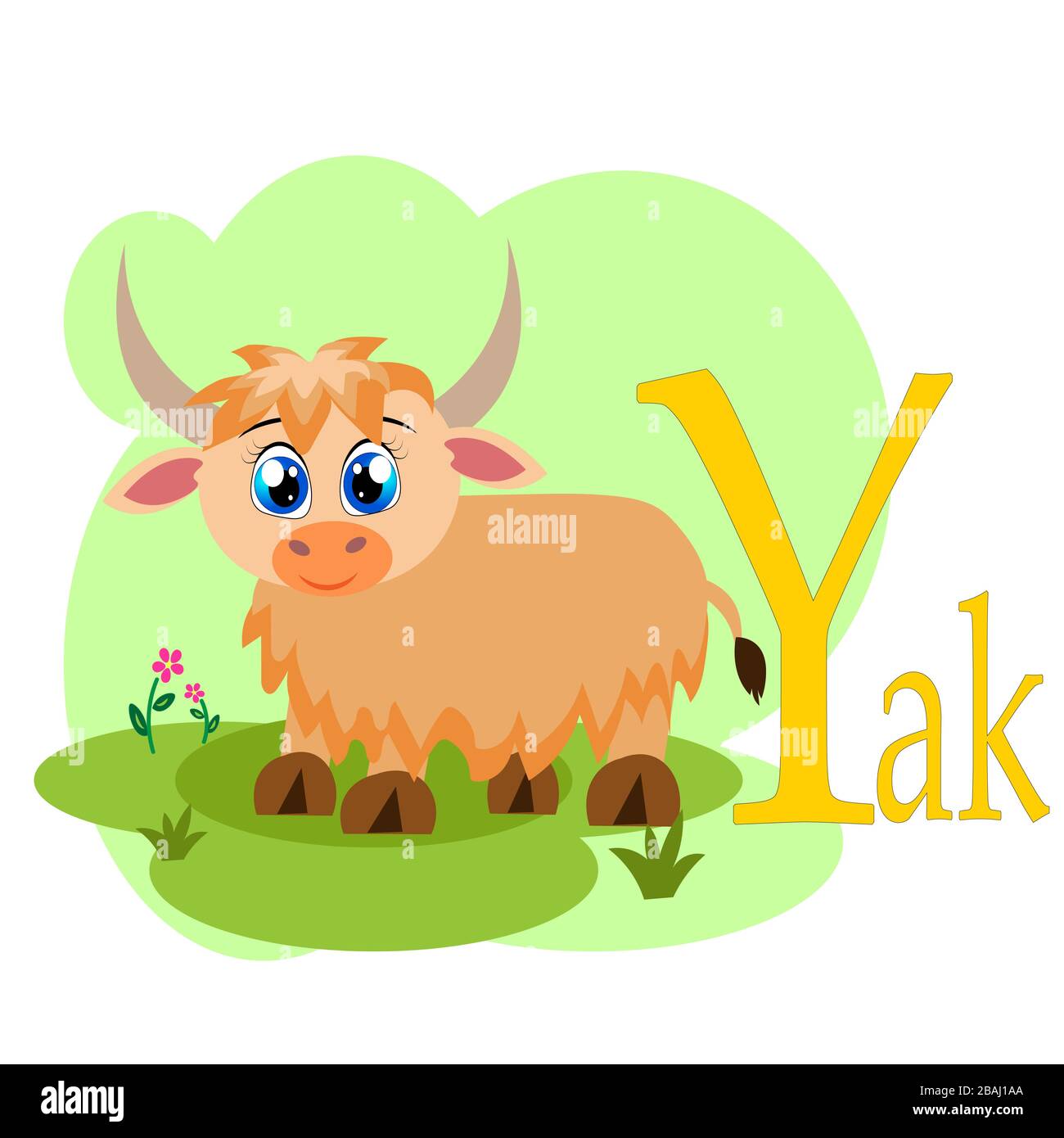 Y word for yak animal alphabet illustration  Stock Vector