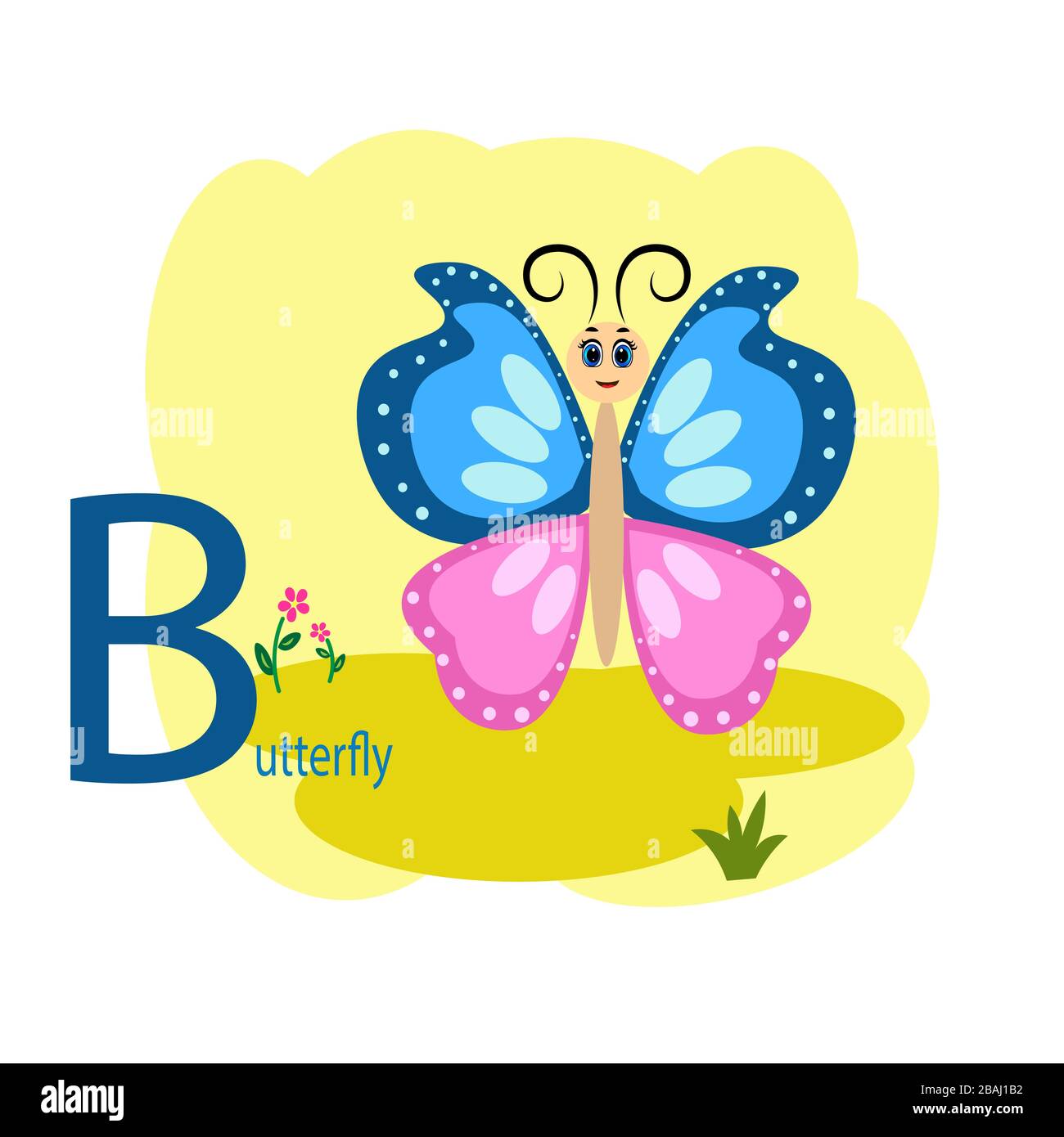 B word for butterfly animal alphabet illustration  Stock Vector