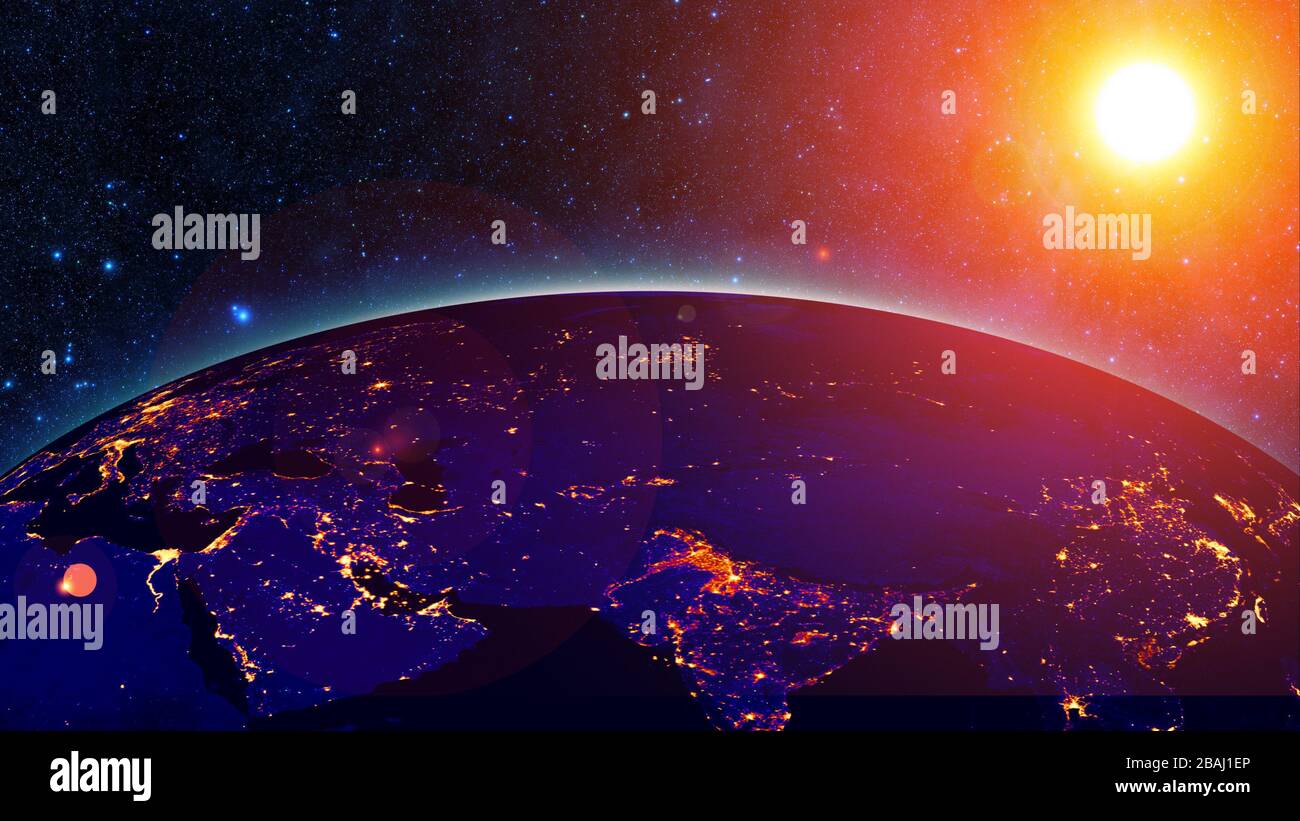 Planet Earth with a spectacular sunset Stock Photo - Alamy
