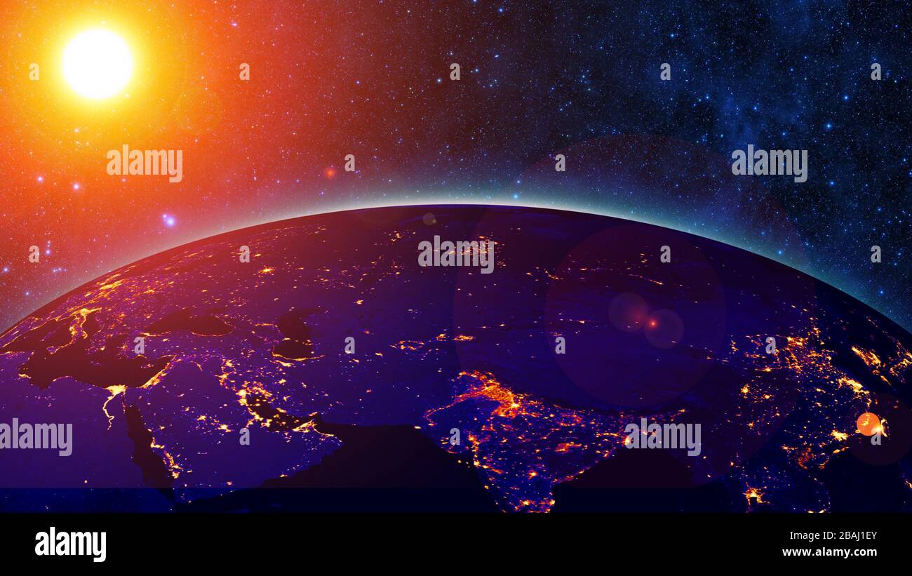 Planet Earth with a spectacular sunset Stock Photo - Alamy