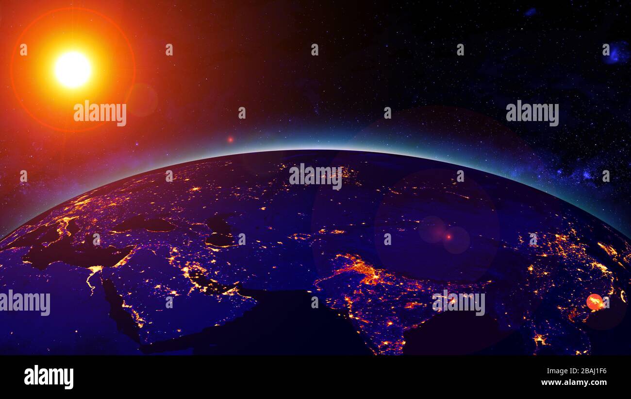 Planet Earth with a spectacular sunset Stock Photo - Alamy