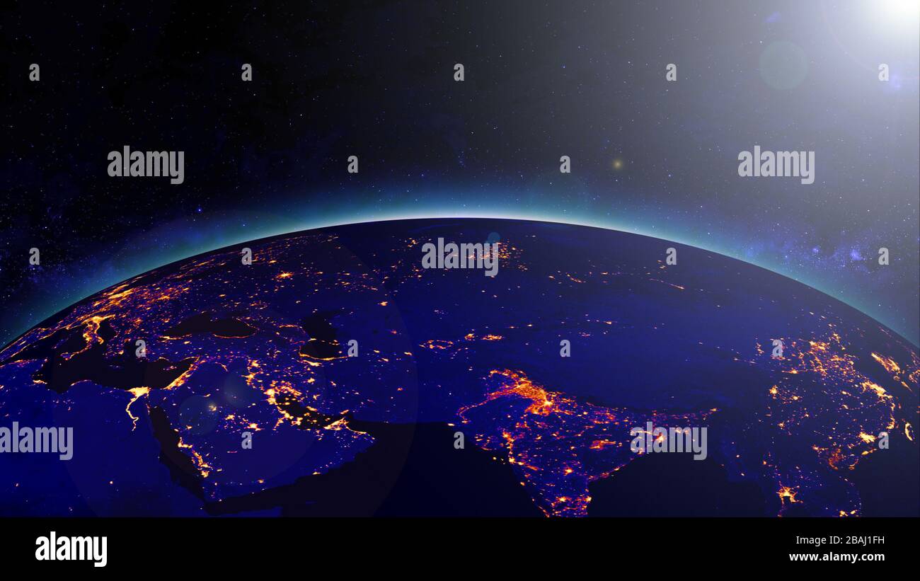 Planet Earth with a spectacular sunset Stock Photo - Alamy