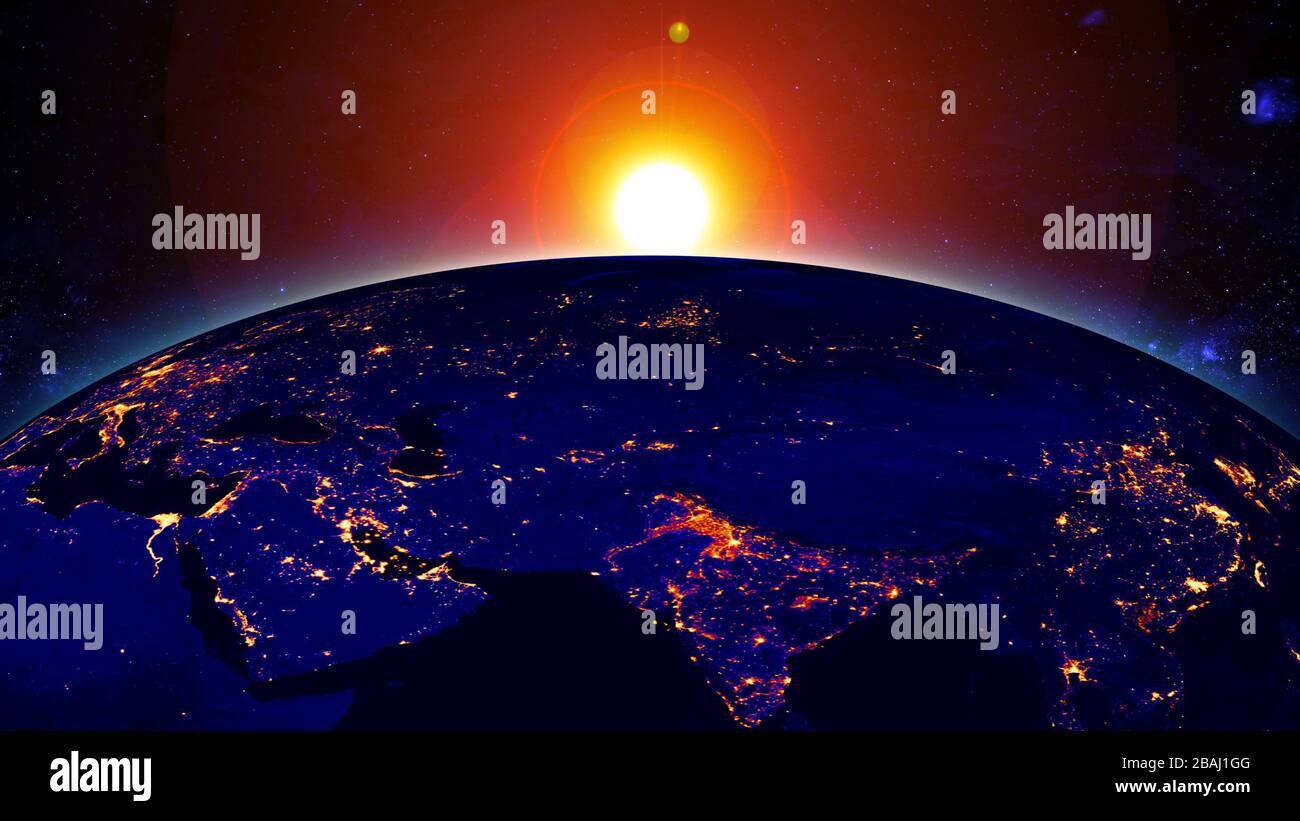 Planet Earth with a spectacular sunset Stock Photo - Alamy