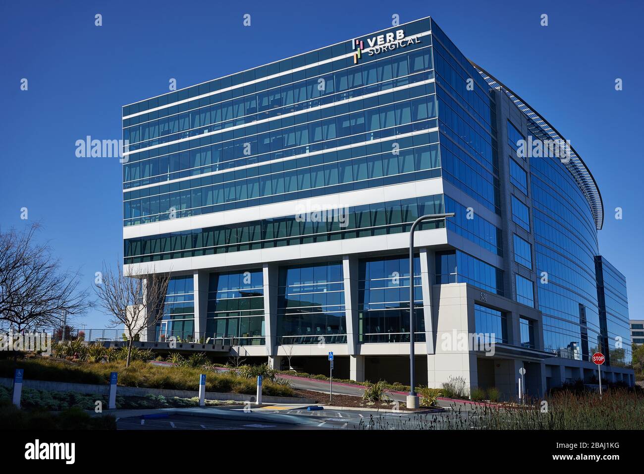 American robotic surgery and data science company Verb Surgical, Inc.'s Headquarters in Santa Clara, California. Verb is owned by Johnson & Johnson. Stock Photo