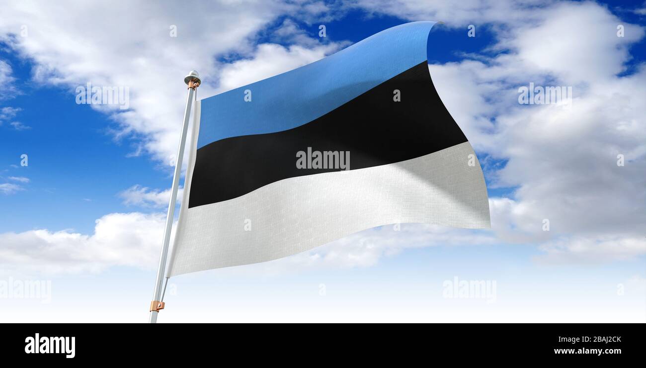 Estonia - waving flag - 3D illustration Stock Photo - Alamy