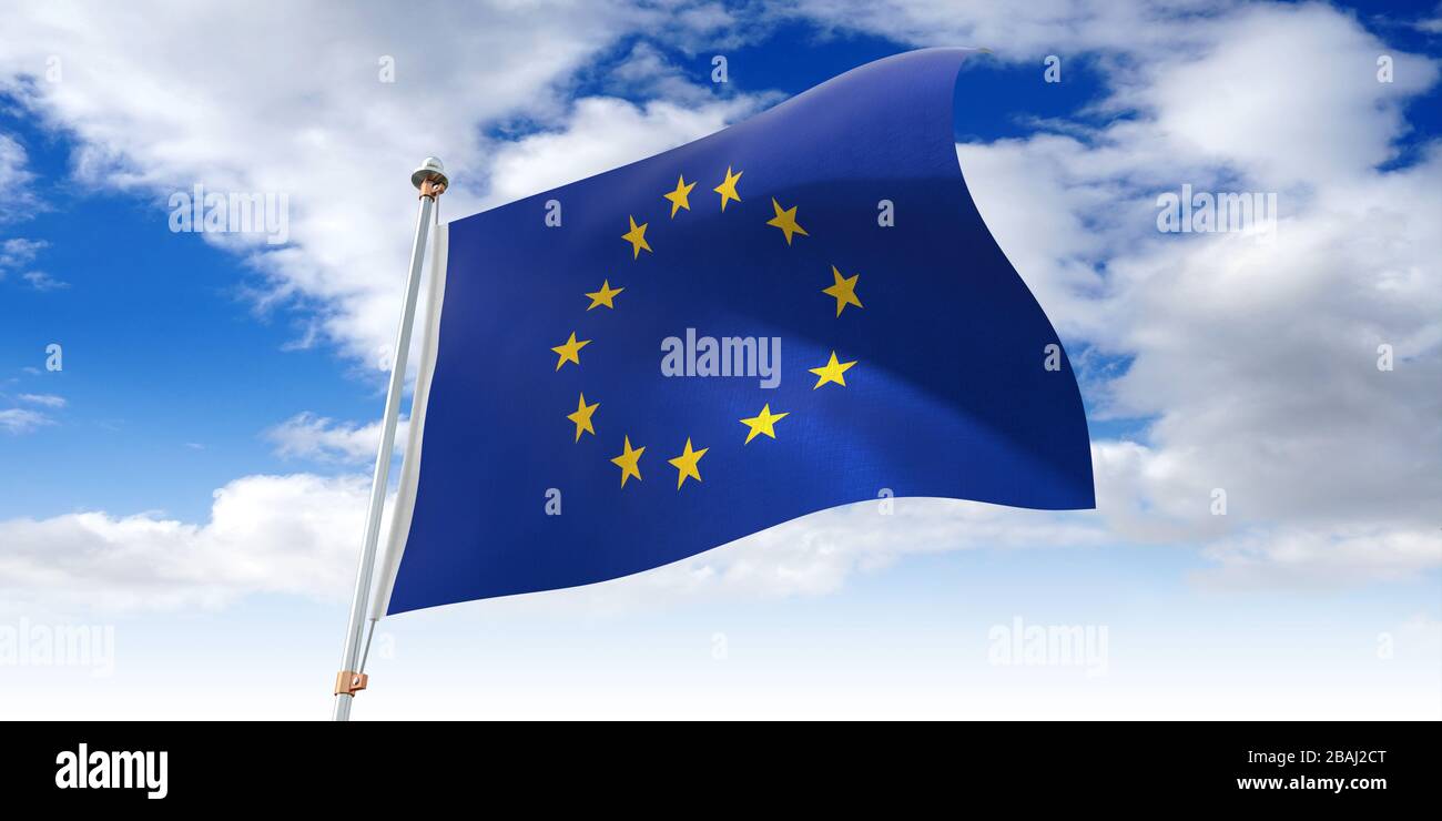 European Union - waving flag - 3D illustration Stock Photo - Alamy