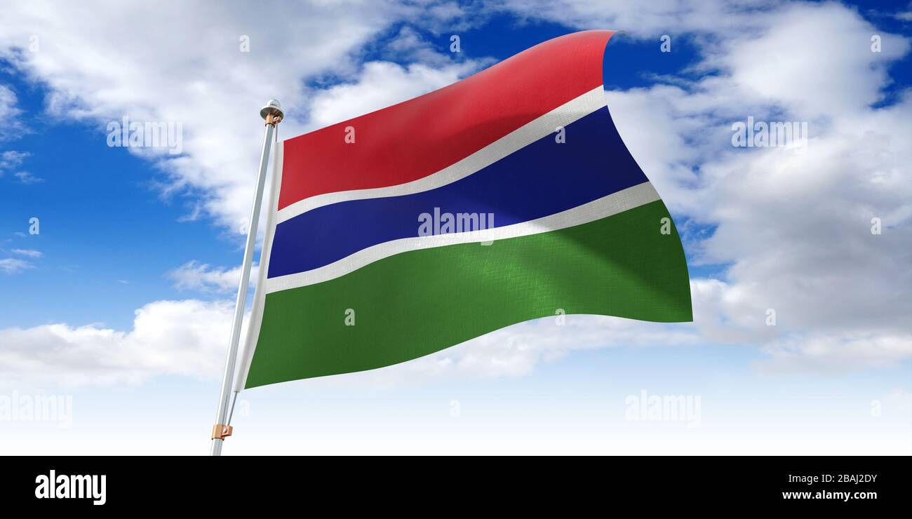 Gambia - waving flag - 3D illustration Stock Photo - Alamy