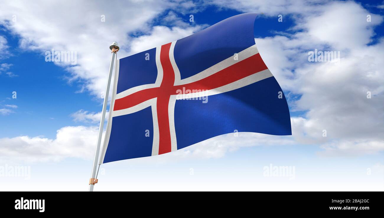 Iceland - waving flag - 3D illustration Stock Photo - Alamy