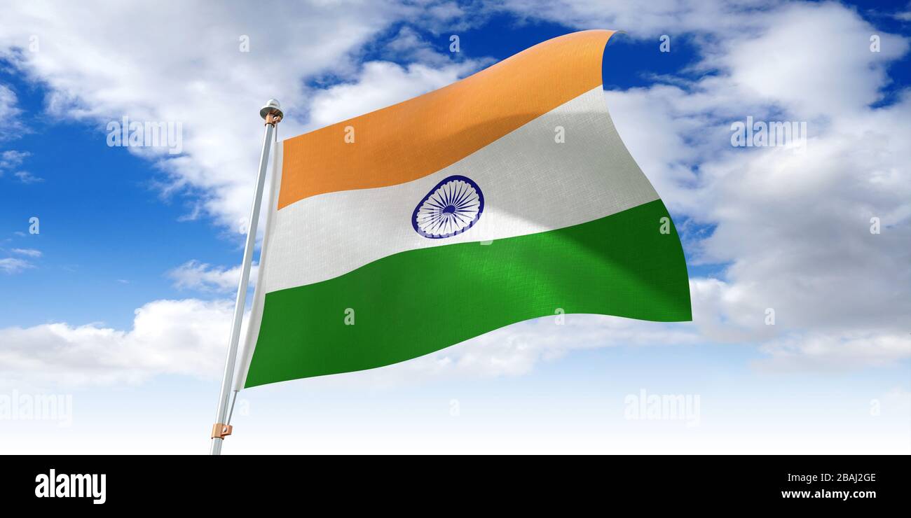 India - waving flag - 3D illustration Stock Photo - Alamy