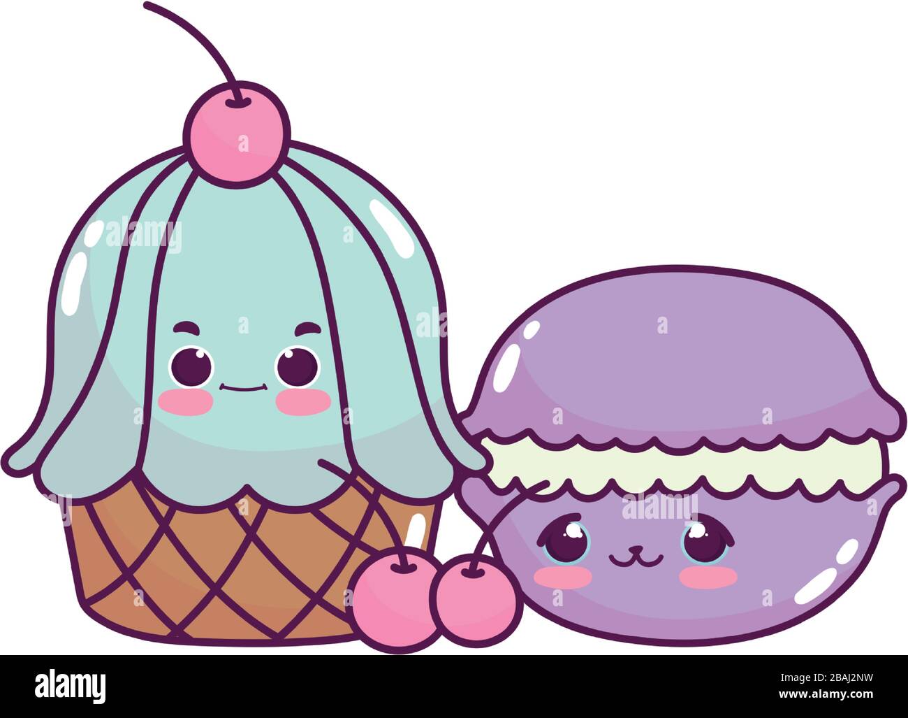 cute food cupcake macaroon and cherries fruit sweet dessert pastry ...