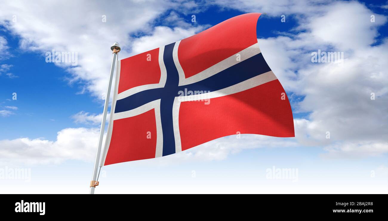 Norway - waving flag - 3D illustration Stock Photo - Alamy