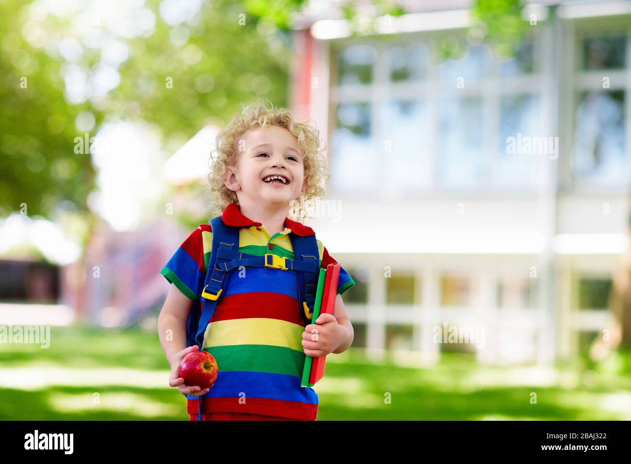 Child going back to school. Start of new school year after summer ...