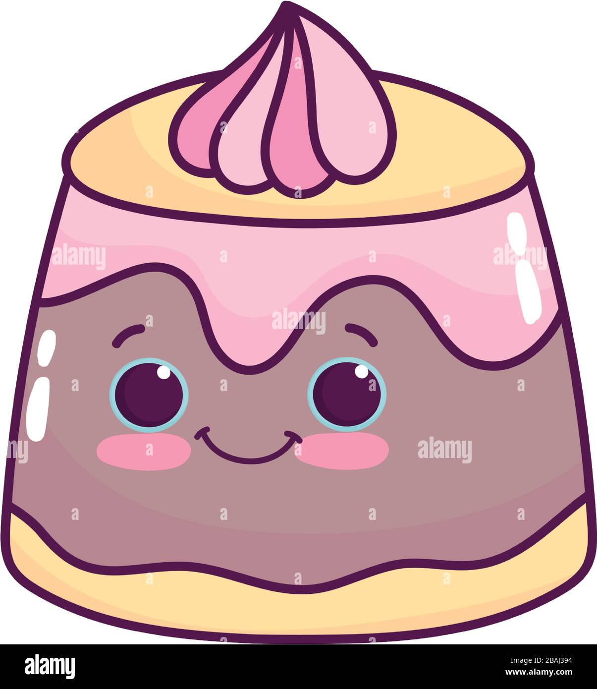 cute food jelly with cream sweet dessert kawaii cartoon vector