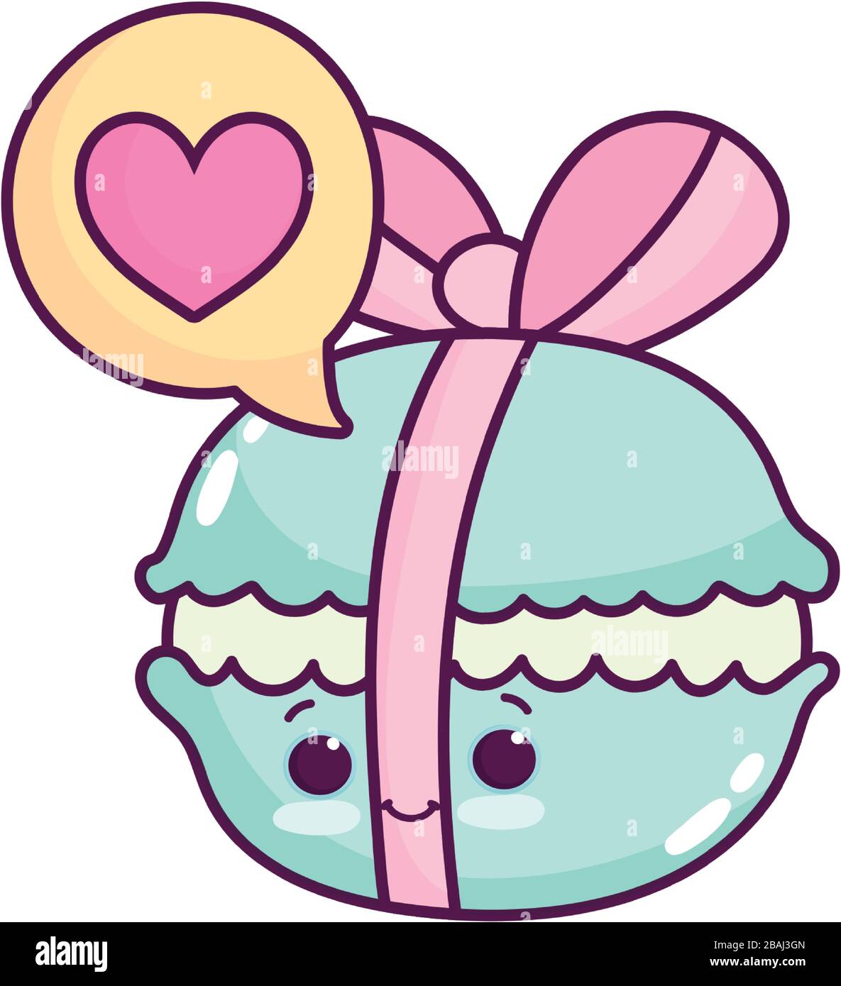 cute food wrapped biscuit love heart sweet dessert kawaii cartoon ...