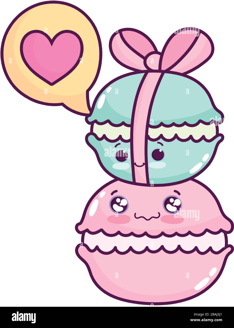 cute food pile of macaroon sweet dessert pastry cartoon vector ...