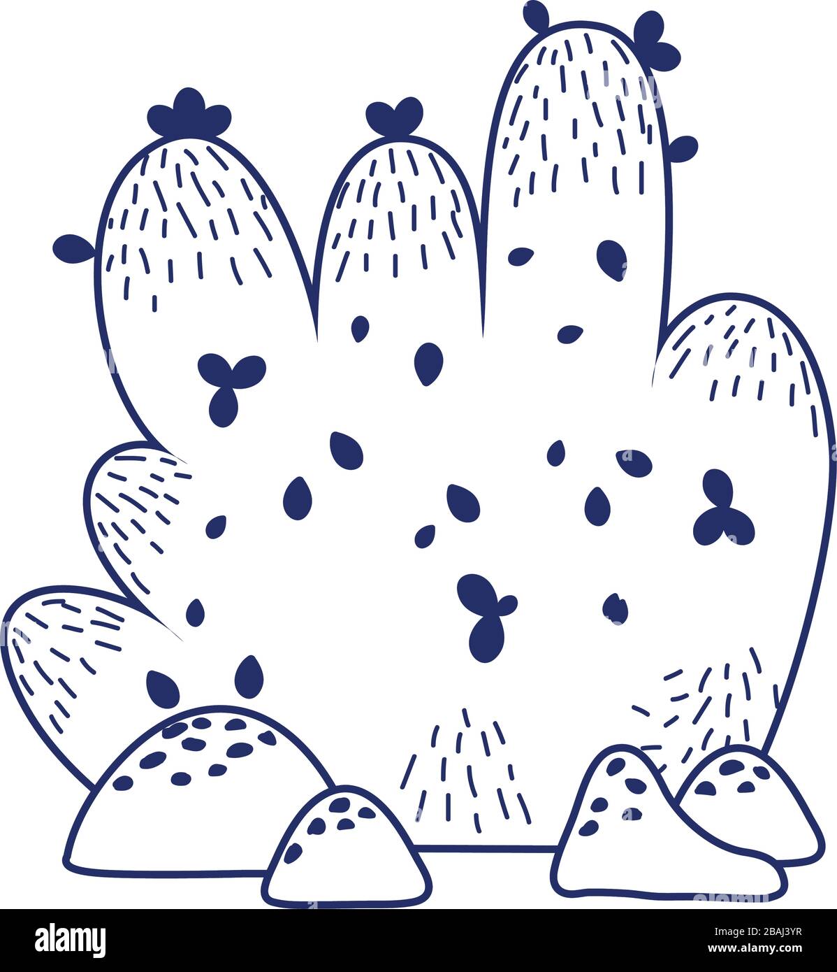 bush vegetation rocks botanical cartoon isolated icon design vector ...