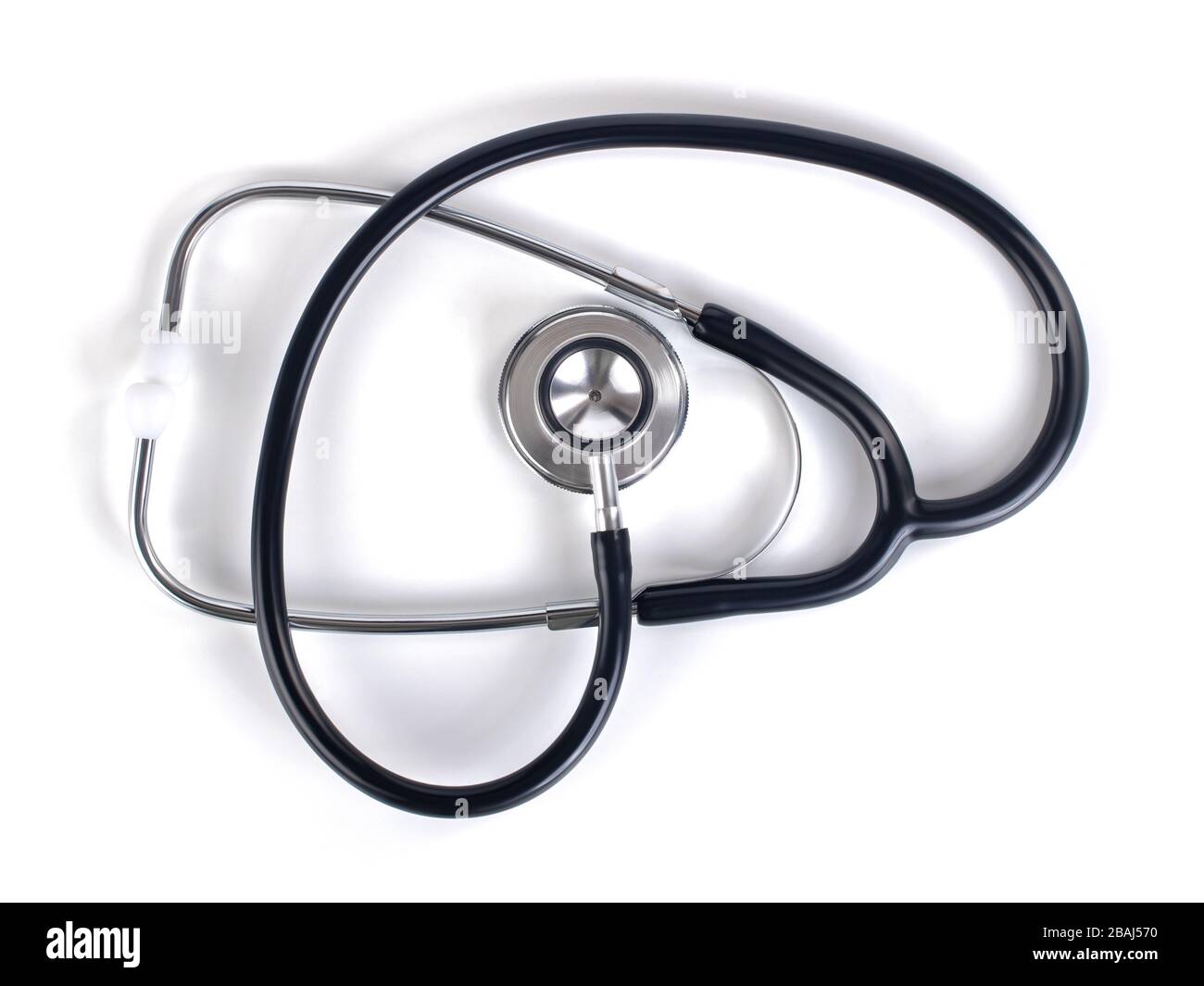 black medical stethoscope isolated on white background Stock Photo - Alamy