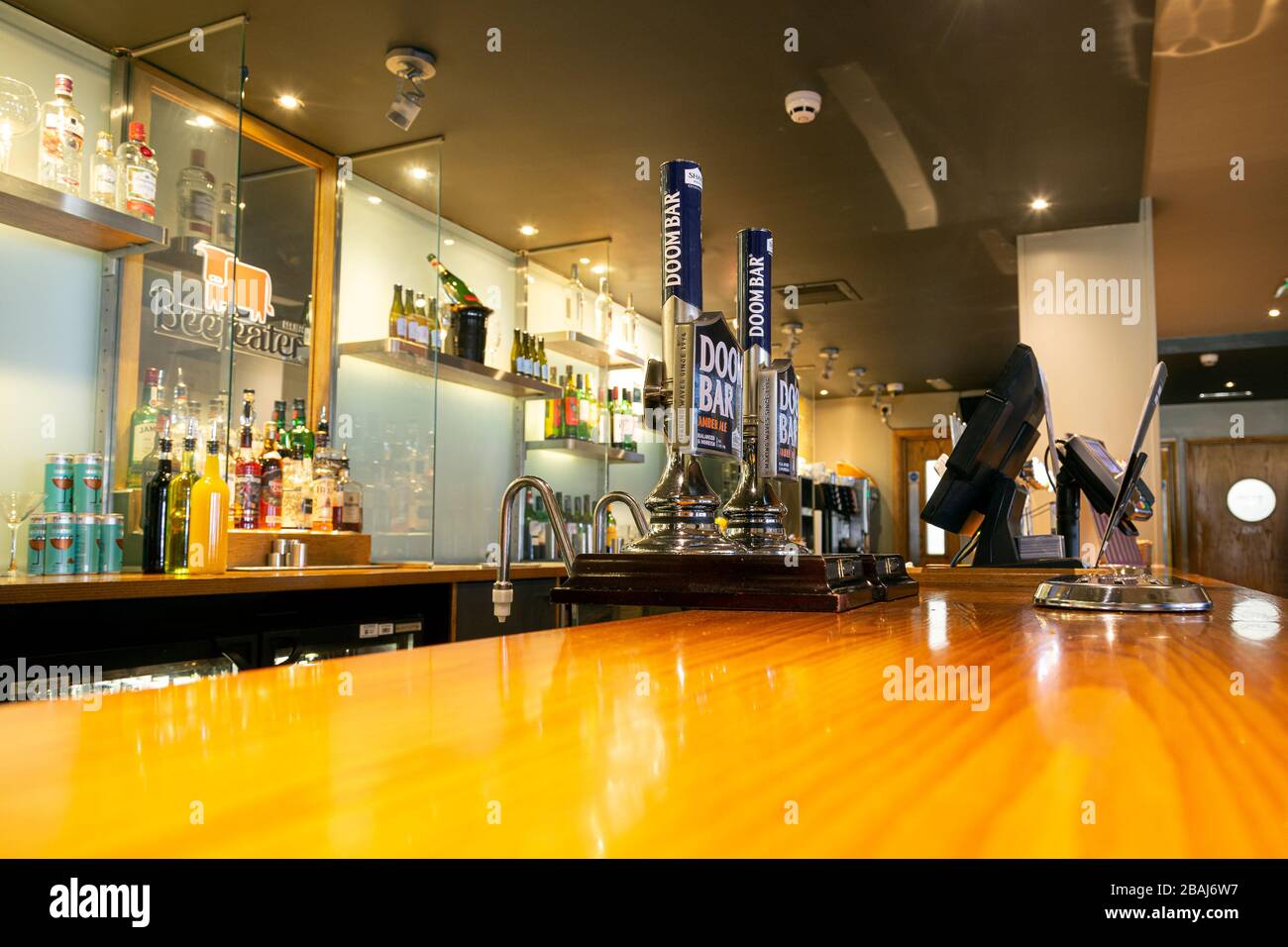 empty pub during coronavirus outbreak,covid 19,Coronavirus UK: Boris Johnson announces closure of all UK pubs and restaurants Stock Photo