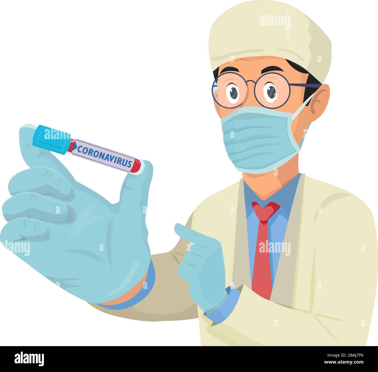 Cartoon doctor in medical mask holding a positive blood test result for the  new rapidly spreading Coronavirus Stock Vector Image & Art - Alamy