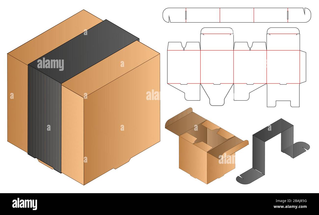 Box packaging die cut template design. 3d mock-up Stock Vector Image ...