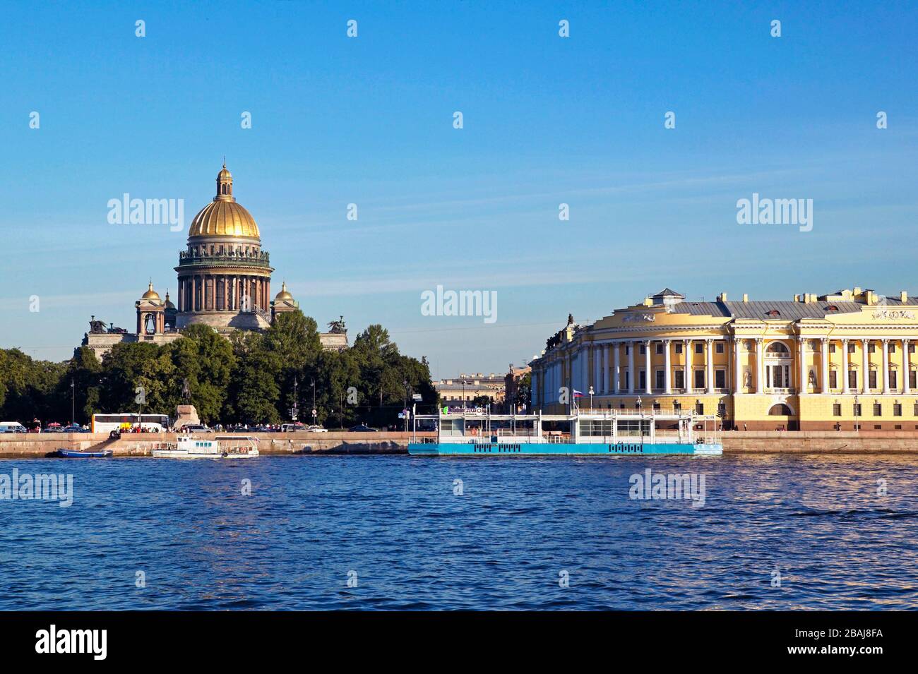View of St. Isaac's Cathedral and the river Neva in St Petersburg, Russian Federation Stock Photo