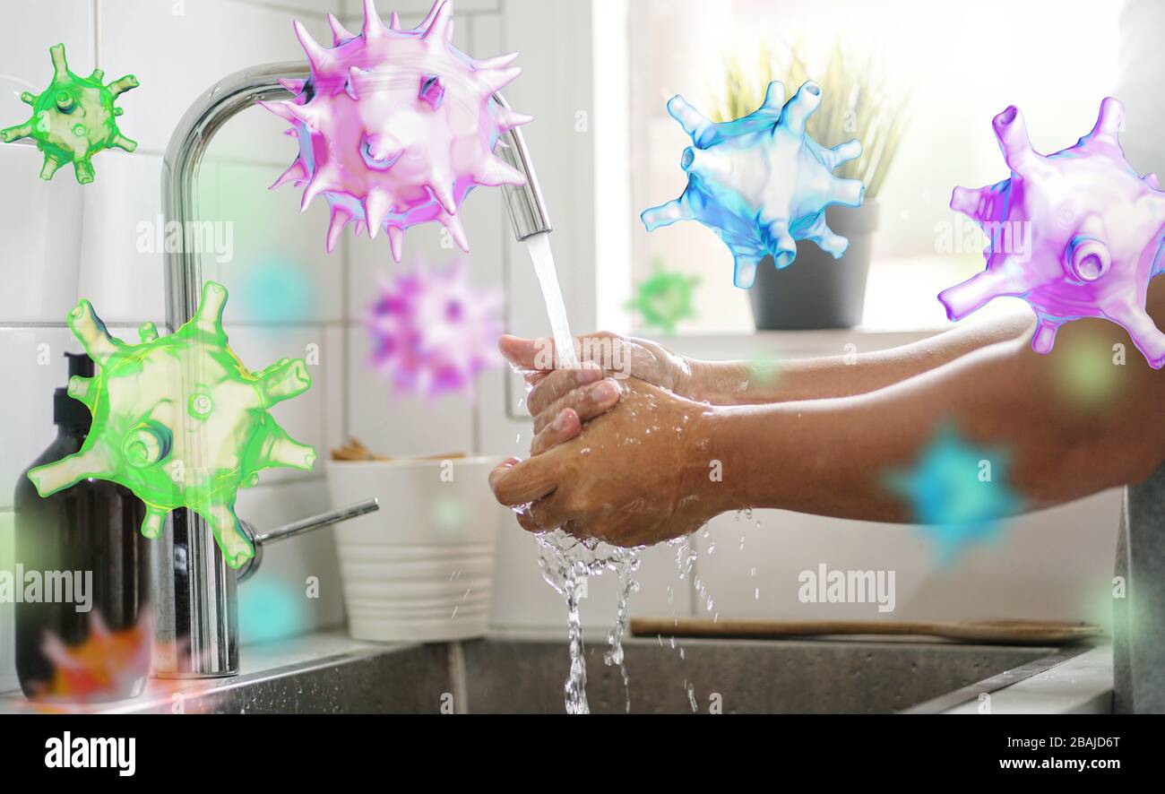 Concept of Killing Germs by Washing Hand Stock Photo Alamy