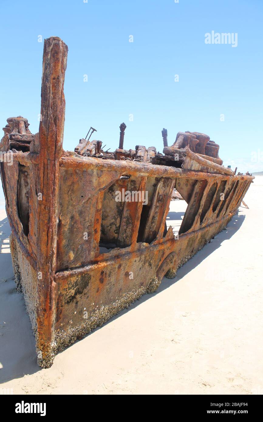 Ship wreck on Fraser Island, Australia Stock Photo