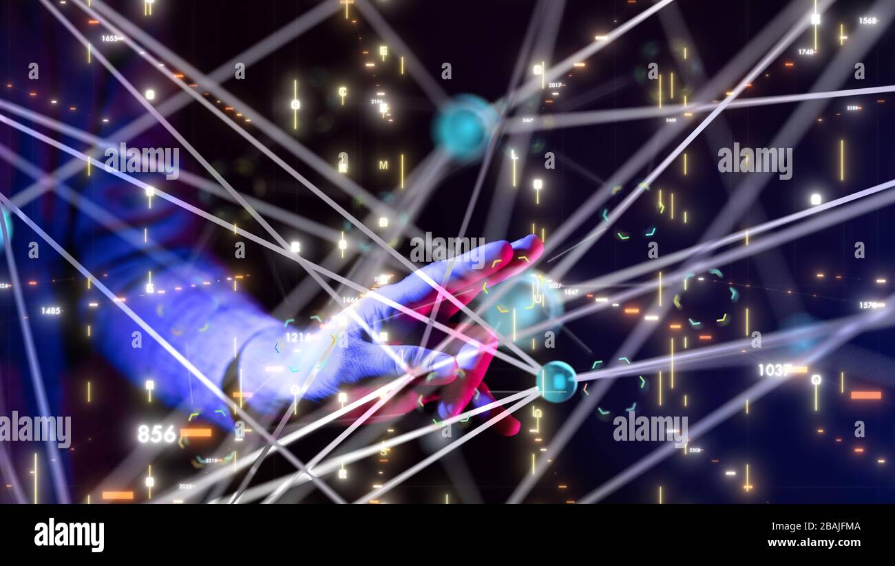 Abstract technology geometric and data Stock Photo