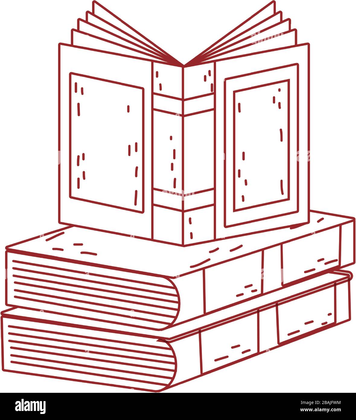 book day, open textbook on books stack isolated icon design vector ...