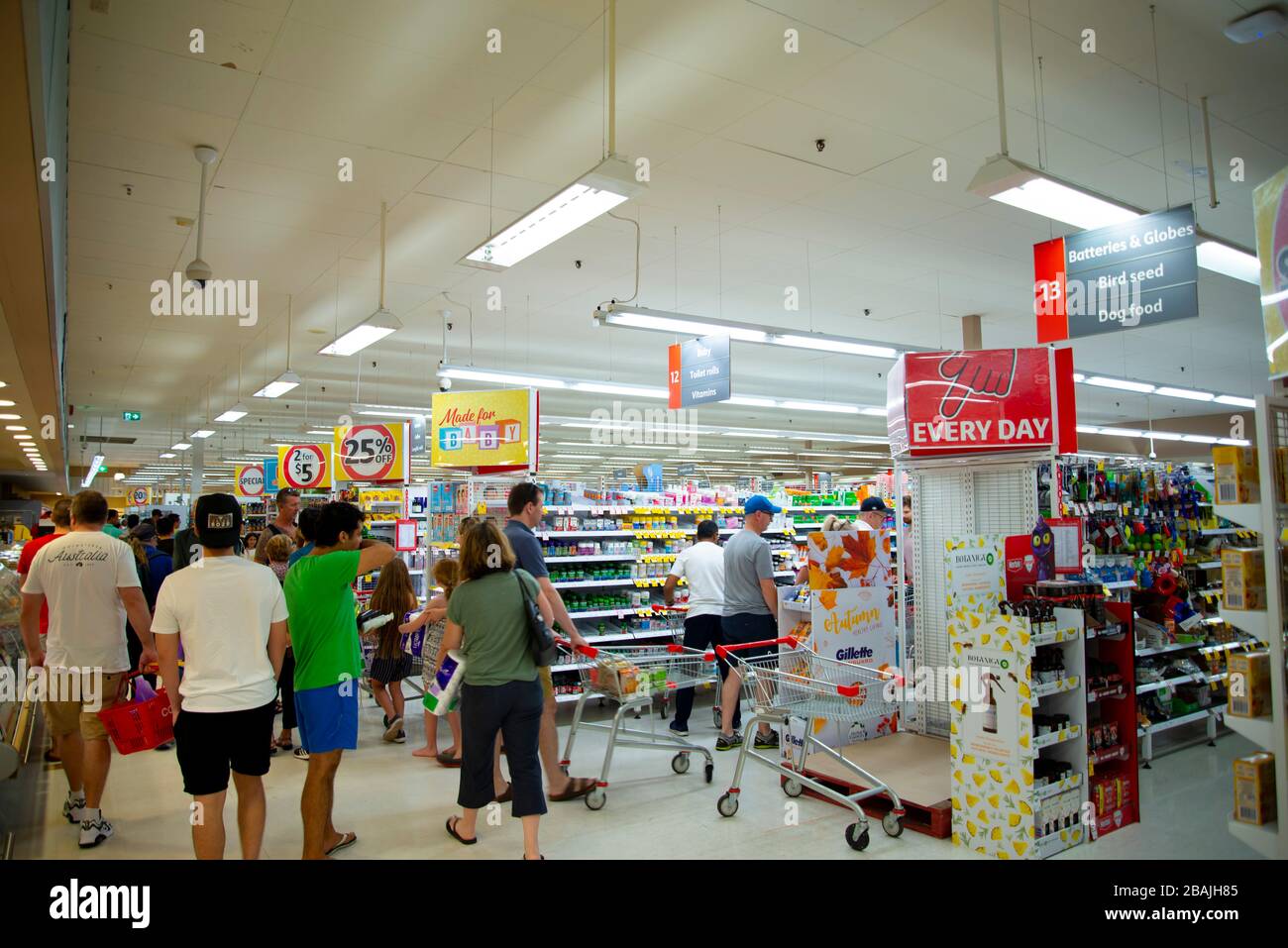 Perth, Australia - March 15, 2020: Supplies shortage at grocery store during the Coronavirus crisis Stock Photo
