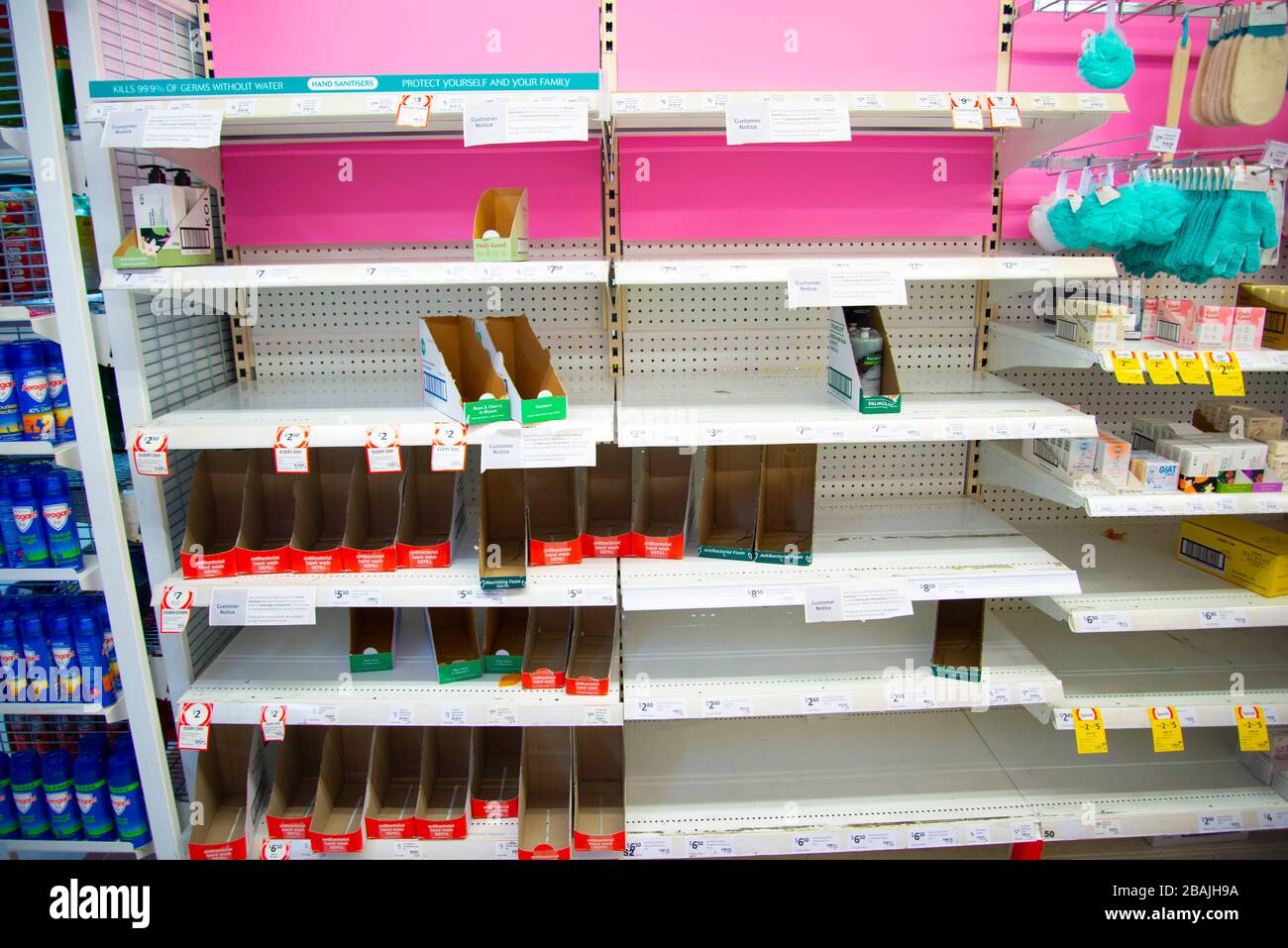 Perth, Australia - March 15, 2020: Supplies shortage at grocery store during the Coronavirus crisis Stock Photo
