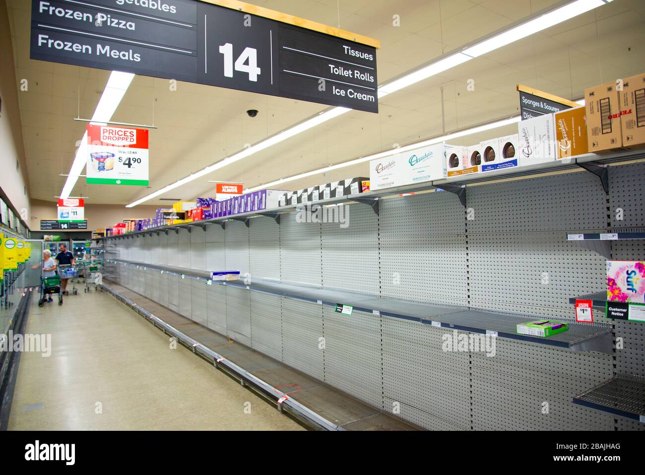 Perth, Australia - March 16, 2020: Supplies shortage at grocery store during the Coronavirus crisis Stock Photo