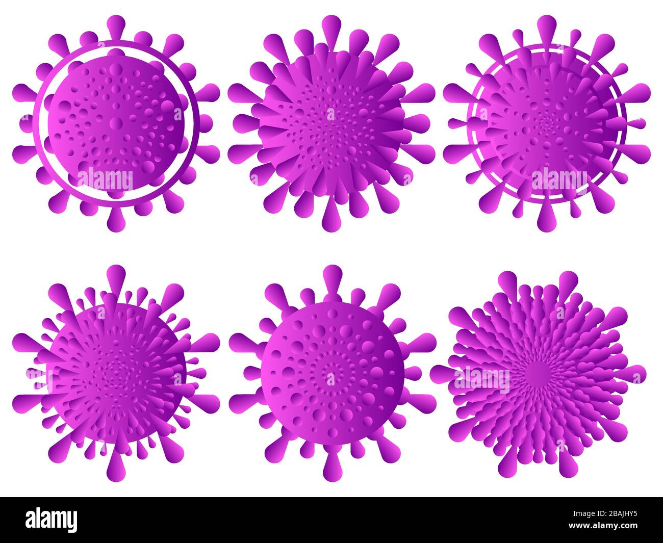 Coronavirus disease COVID-19 icons set. Virus cell collection isolated ...