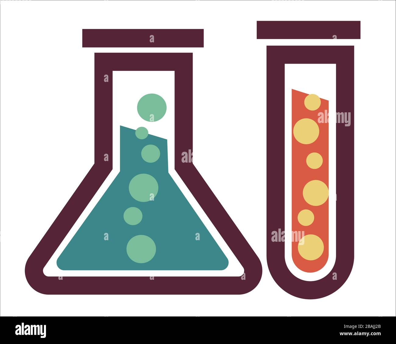 Glassware equipment with toxic liquid outline symbol lab element vector Stock Vector