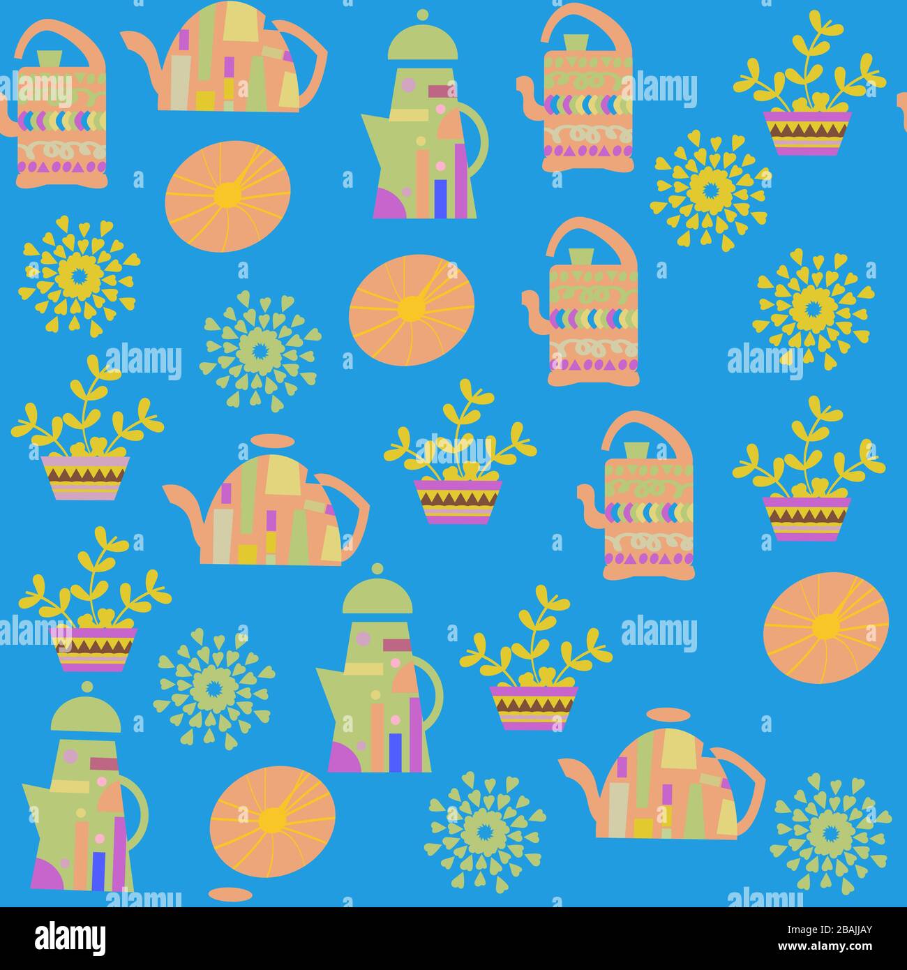 Kettle seamless pattern. It is located in swatch menu, vector Stock Vector