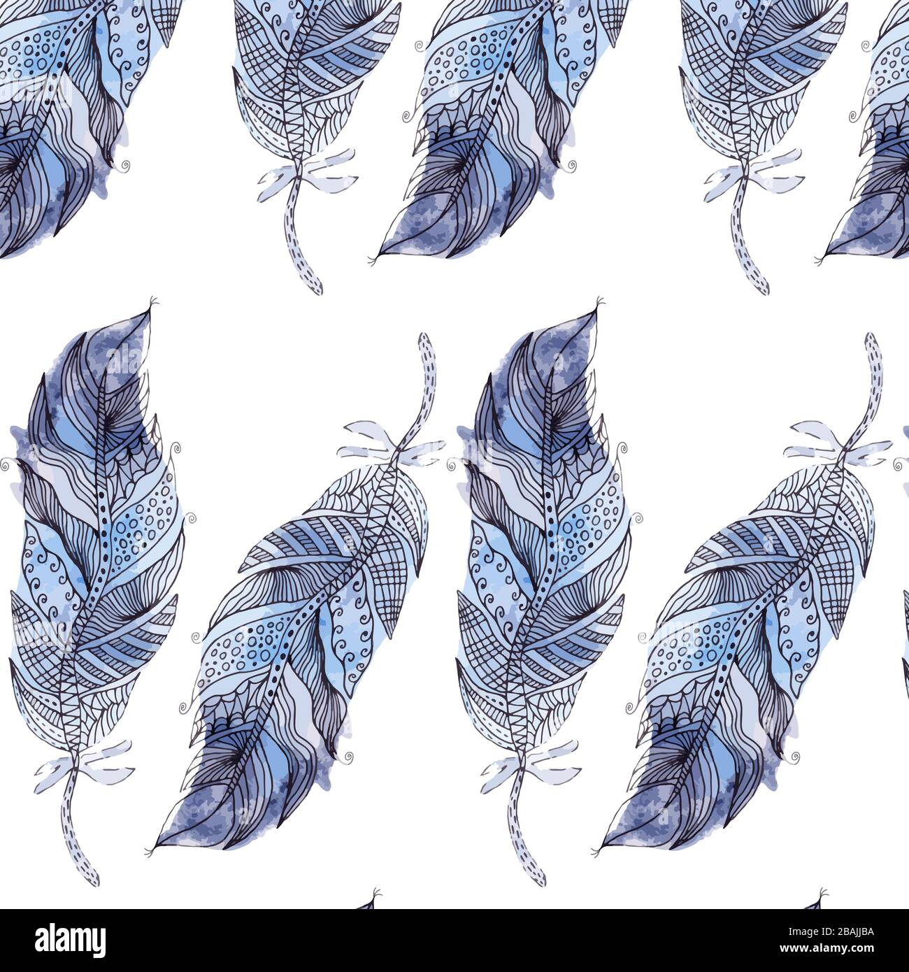 Feather seamless pattern. It is located in swatch menu, vector Stock Vector