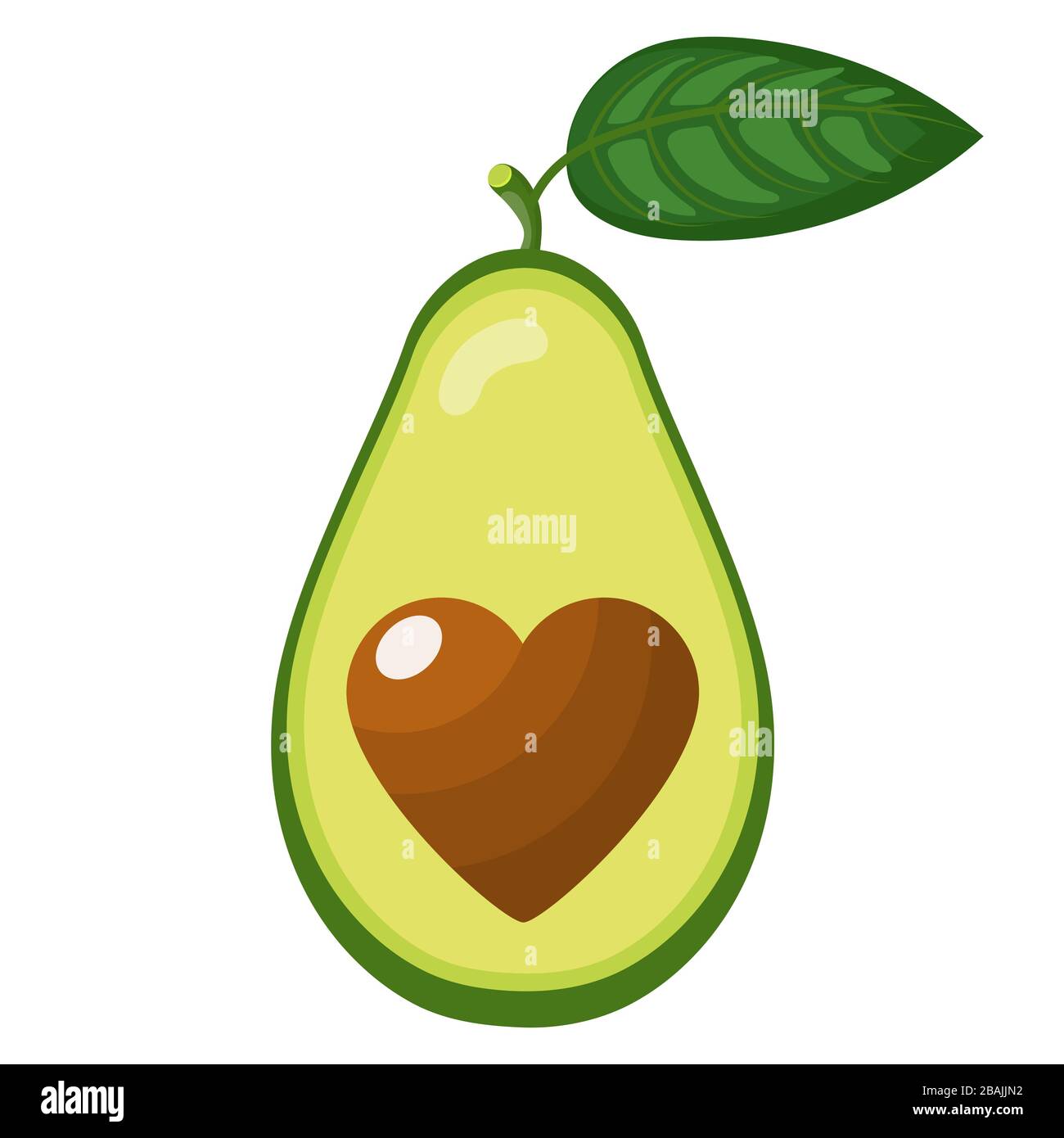 Fresh Half Avocado With Heart Isolated On White Background Summer Fruits For Healthy Lifestyle Organic Fruit Cartoon Style Vector Illustration For Stock Vector Image Art Alamy
