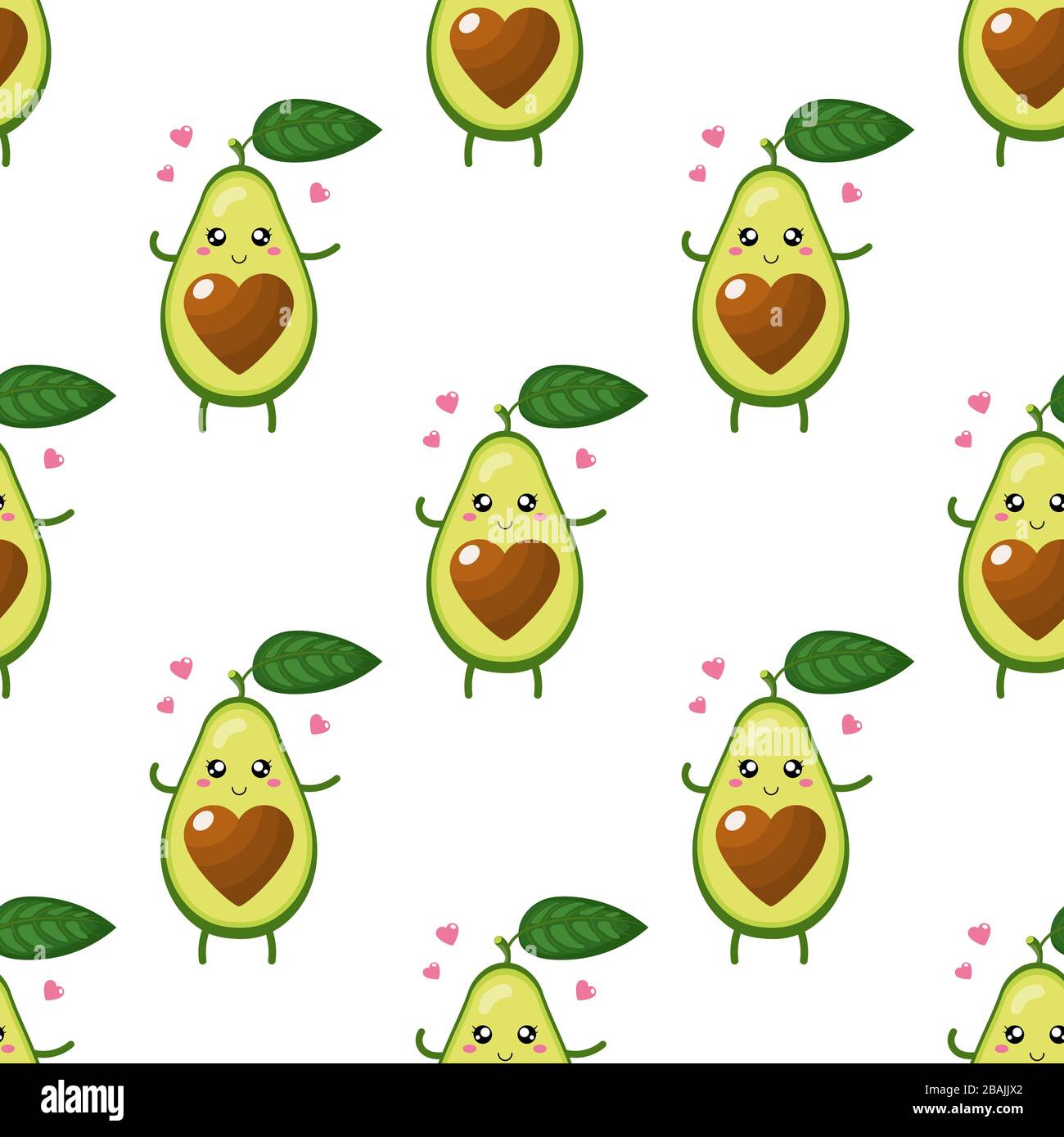 Seamless pattern with cute cartoon avocado character in love on white  background. Vector illustration for any design Stock Vector Image & Art -  Alamy