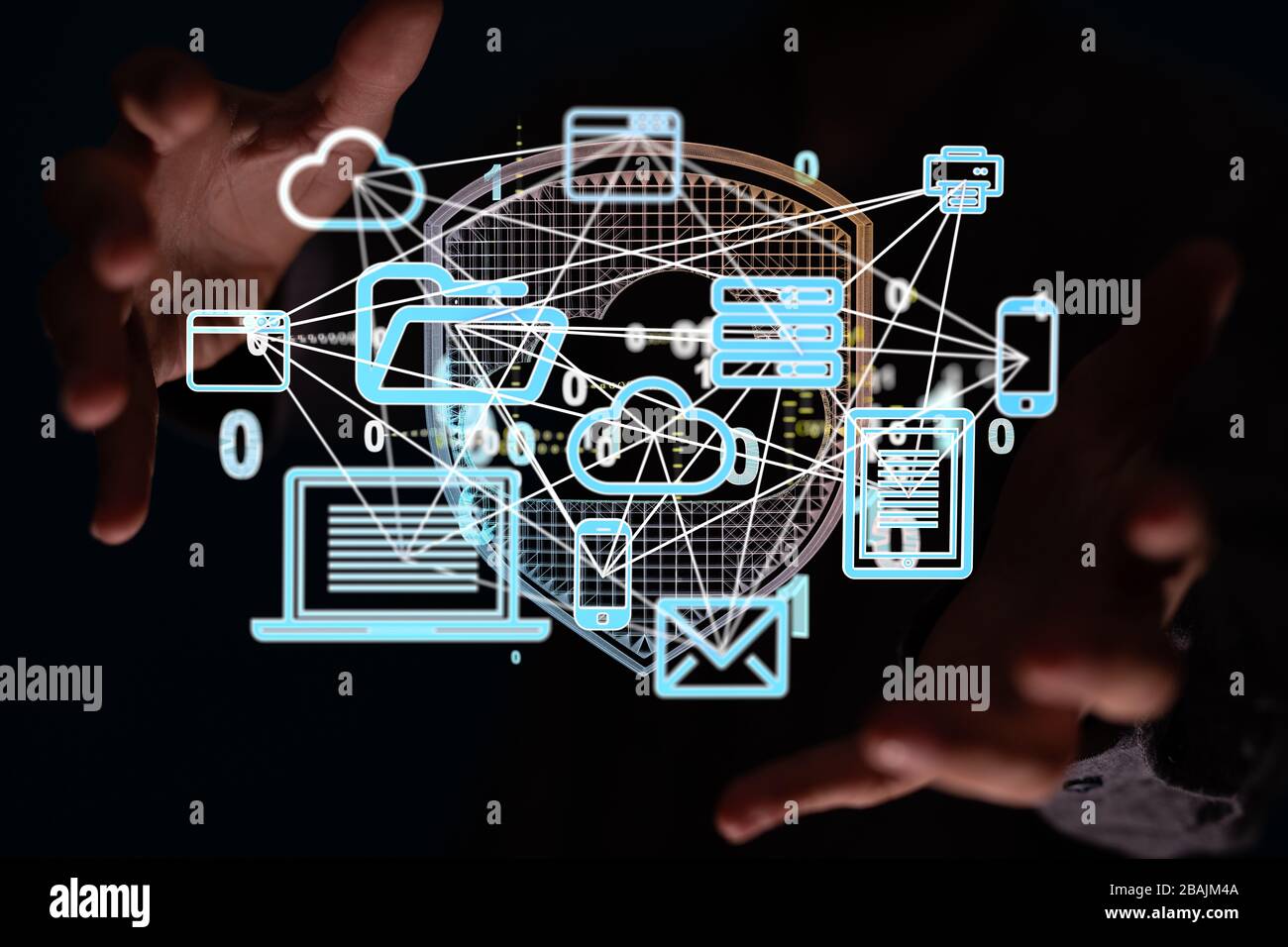 A Network concept with connecting dots and lines Stock Photo