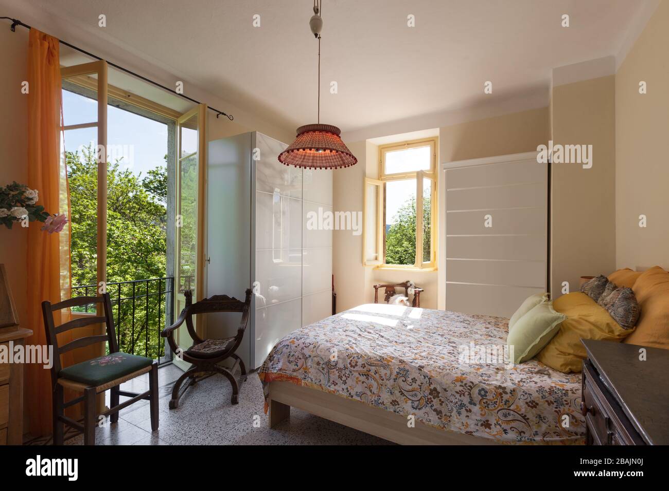 Architecture, country house, bedroom with classic furniture Stock Photo