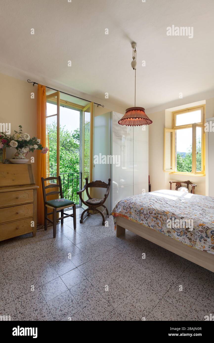Architecture, country house, bedroom with classic furniture Stock Photo