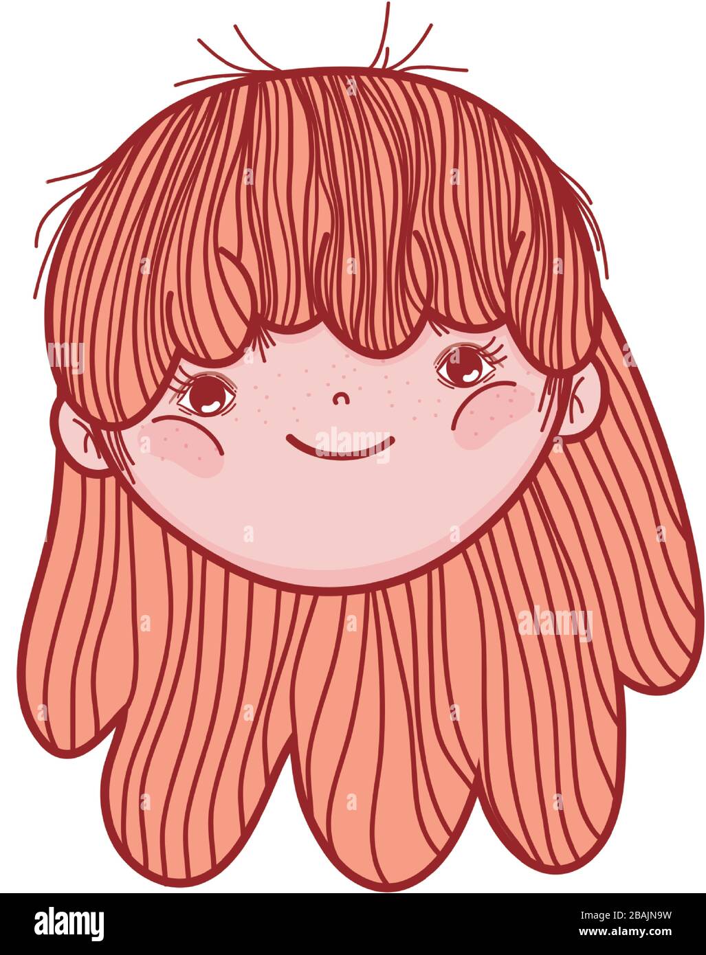 cute little girl face cartoon isolated icon design vector illustration ...
