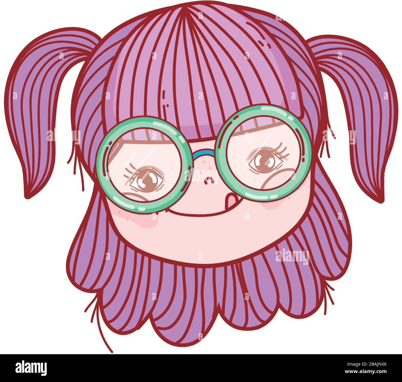 cute little girl face cartoon isolated icon design vector illustration ...