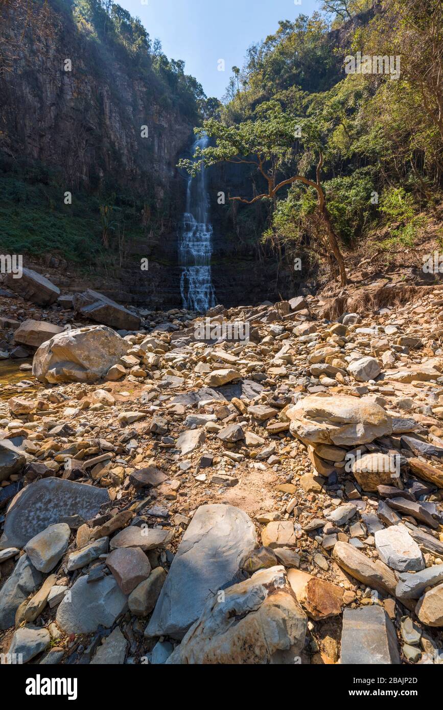 Damage caused by Cyclone Idai seen at Bridal Veil Falls, Chimanimani