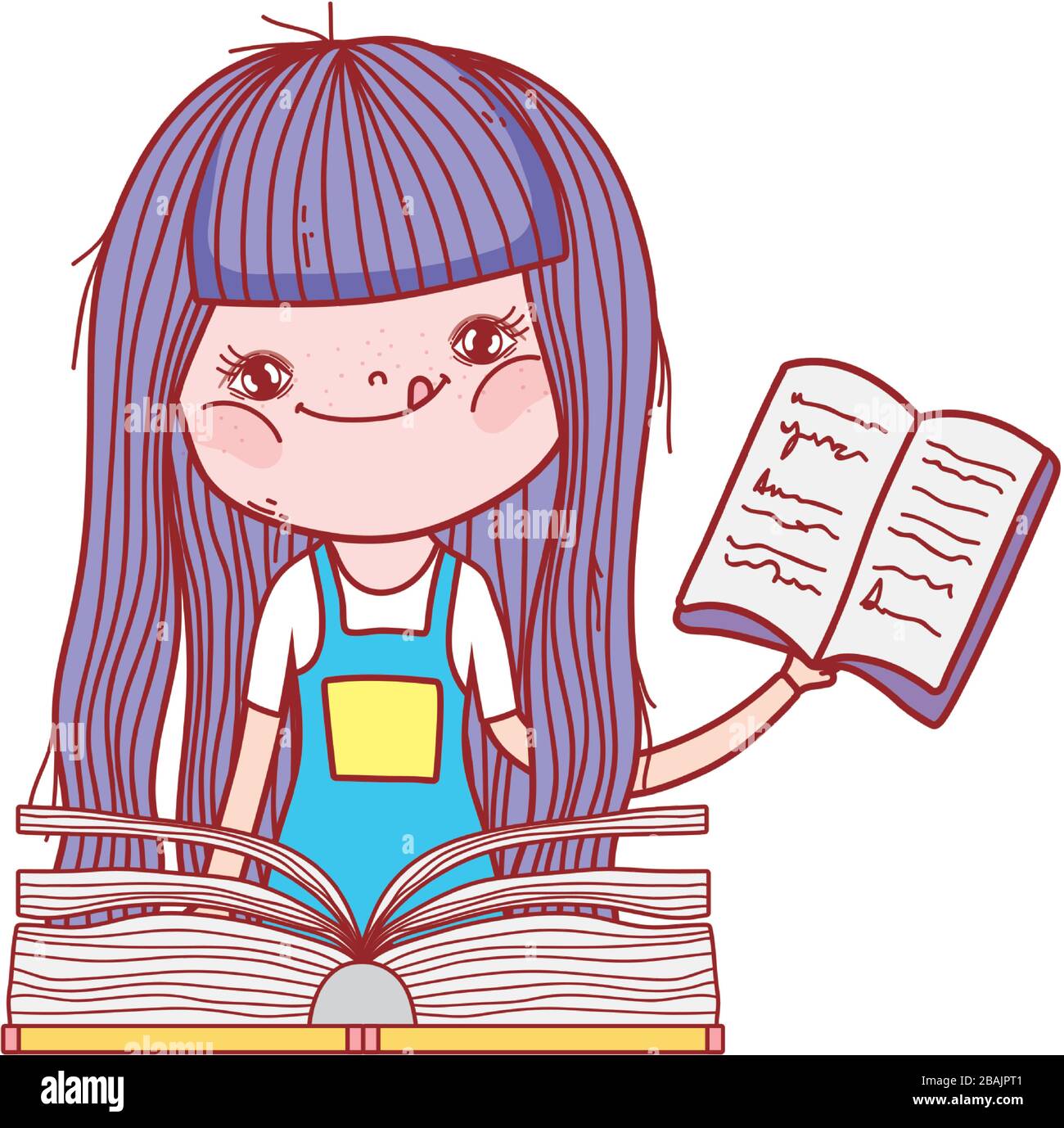 little girl reading book literature cartoon vector illustration Stock  Vector Image & Art - Alamy
