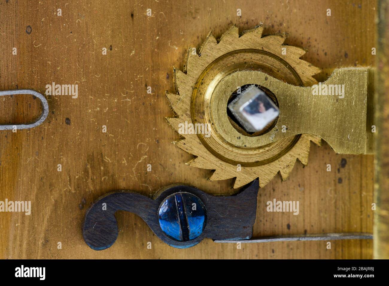 Open clock mechanism in detail Stock Photo Alamy